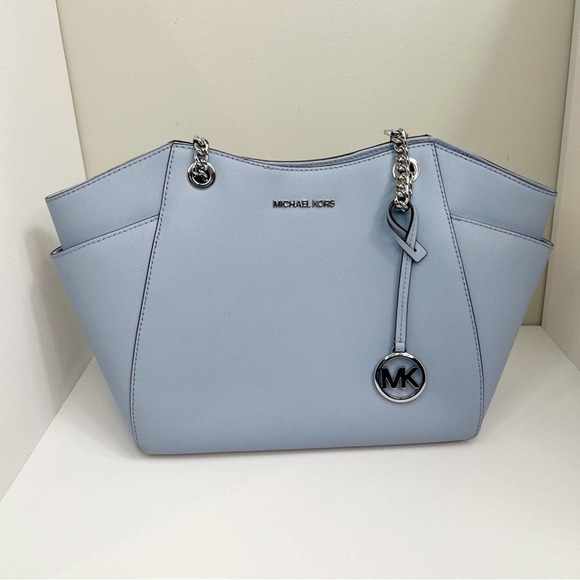 Michael Kors Jet Set Large
Saffiano Leather Shoulder Tote
Bag Light Blue color - Picture 1 of 9